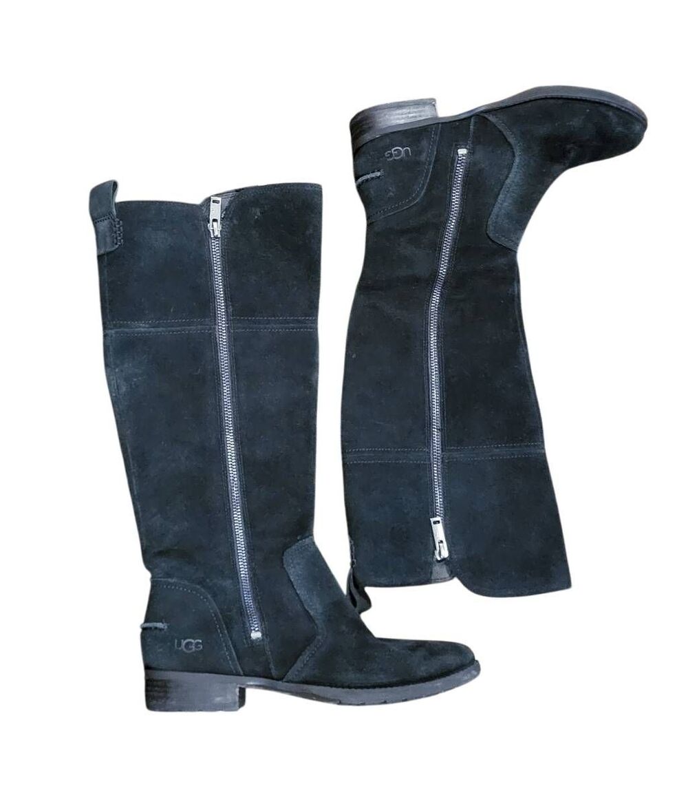 UGG Boots Women's 6.5 Black Sorensen Tall Knee High Waterproof Suede Riding